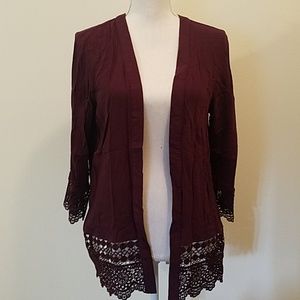 NWT Xhilaration plum cardigan with lace trim